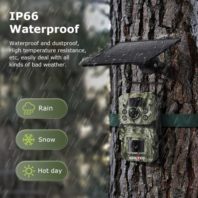 SECTEC smart ηλιακή κάμερα κυνηγού ST-HC809, 3MP, 4G, PIR, SD, IP66