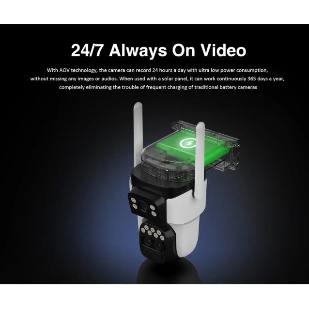 VSTARCAM smart ηλιακή κάμερα BG621TR, triple lens, 3MP, 4G, SD, PTZ, IP66