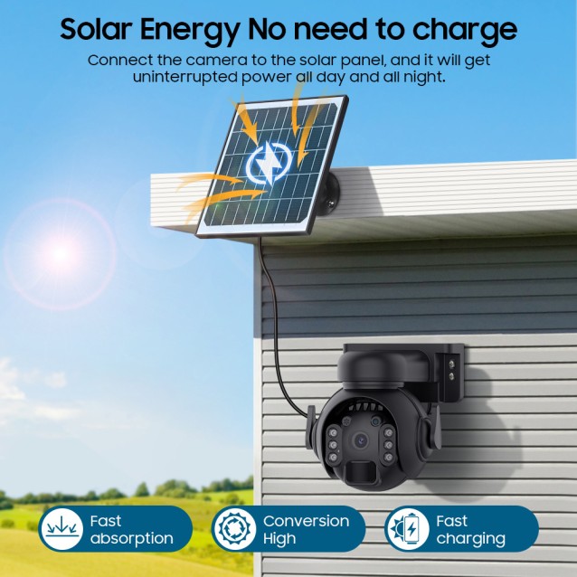 SECTEC smart ηλιακή κάμερα ST-515C-3M-5W-BK, 3MP, WiFi, SD, PTZ, IP65