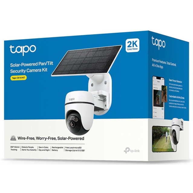 TP-LINK smart ηλιακή κάμερα Tapo C610 KIT, 2K/3MP, WiFi, PTZ, SD, IP65, EU/1.0