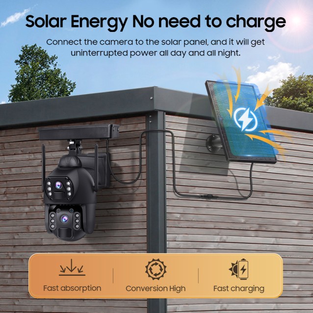 SECTEC smart ηλιακή κάμερα ST-536-6MAOV-4G-EU, dual lens, 3MP, 4G, SD, PTZ, IP66