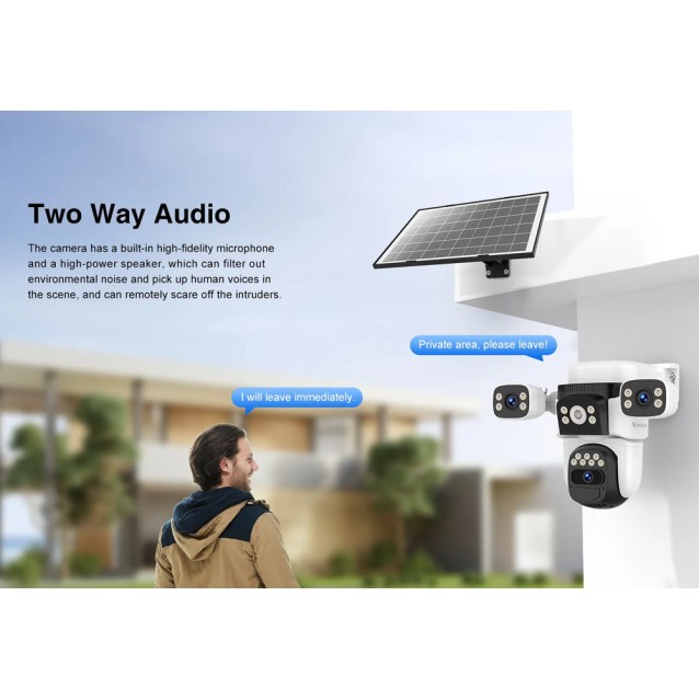 VSTARCAM smart ηλιακή κάμερα CB621SR, triple lens, 2MP, WiFi, SD, PTZ, IP66