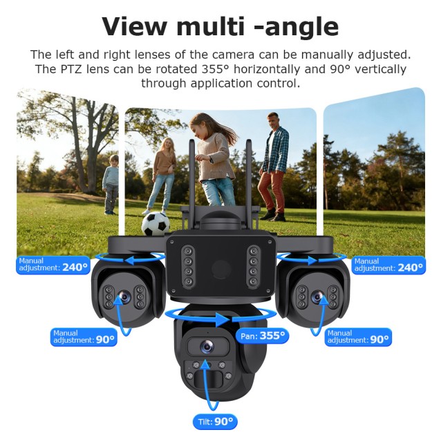 SECTEC smart ηλιακή κάμερα ST-523-9MAOV-4G-EU, triple lens, 3MP, 4G, SD, PTZ, IP66