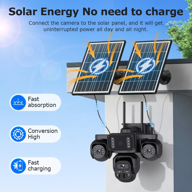 SECTEC smart ηλιακή κάμερα ST-523-9MAOV-4G-EU, triple lens, 3MP, 4G, SD, PTZ, IP66