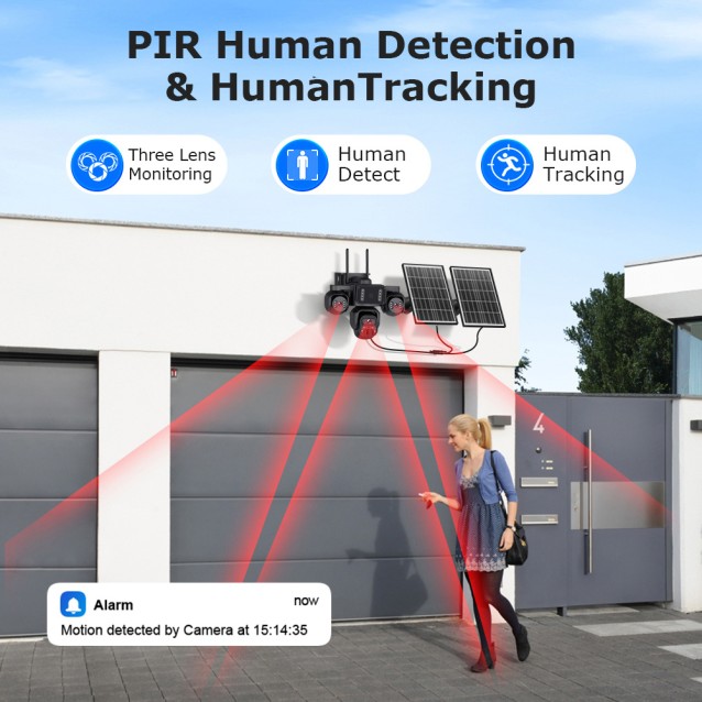 SECTEC smart ηλιακή κάμερα ST-523-9MAOV-4G-EU, triple lens, 3MP, 4G, SD, PTZ, IP66