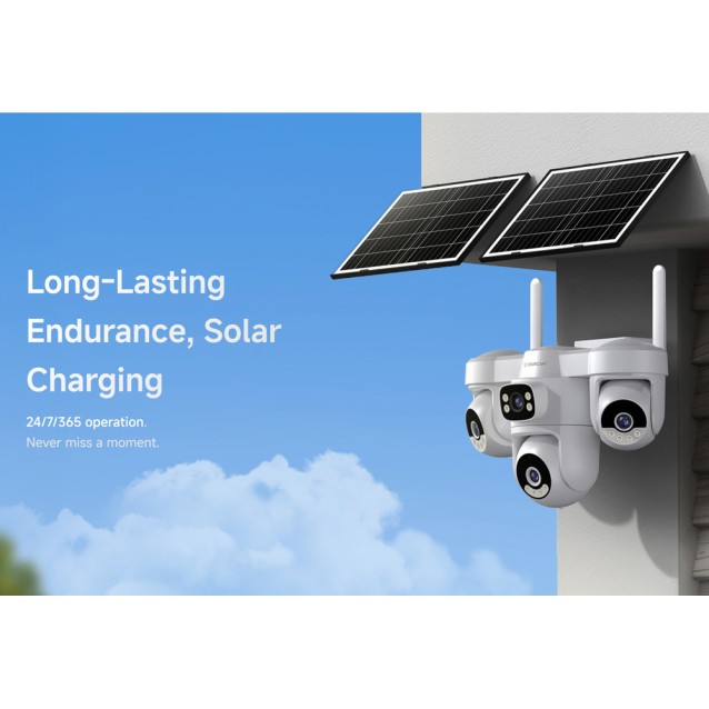 VSTARCAM smart ηλιακή κάμερα AG623FR, four-lens, 3MP, 4G, SD, PTZ, IP66
