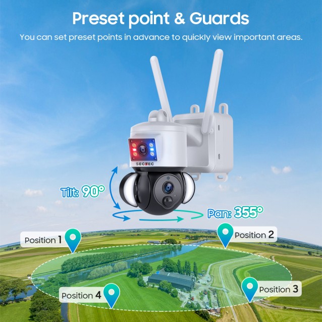 SECTEC smart ηλιακή κάμερα ST-538-6M-4G-EU-20W, dual lens, 3MP, 4G, SD, PTZ, IP65