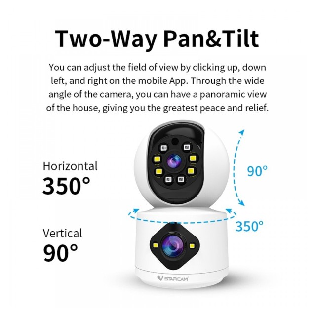 VSTARCAM smart κάμερα C992DR, 3MP, dual lens, Wi-Fi, PTZ, SD