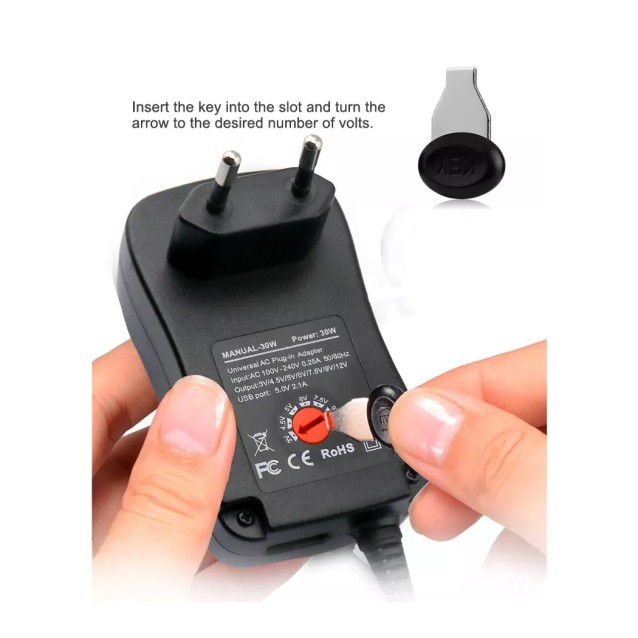 PD-30-2,5A/30W ΤΡΟΦΟΔΟΤΙΚΟ 3/4,5/5/6/7,5/9/12V ME 6 CONNECTORS EU ΚΑΙ ΘΥΡΑ USB