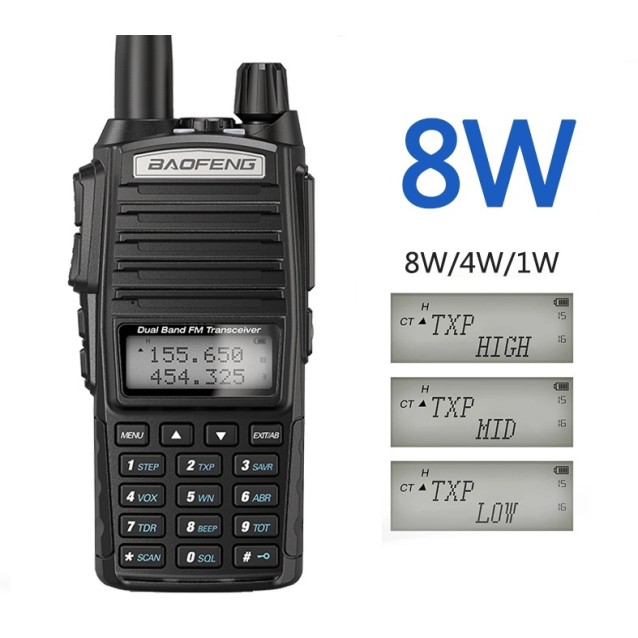 BAOFENG ασύρματος πομποδέκτης UV-82, VHF/UHF, 8W, μαύρος
