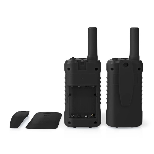 Walkie talkie με εμβέλεια έως και 6 km, σε μαύρο χρώμα.
