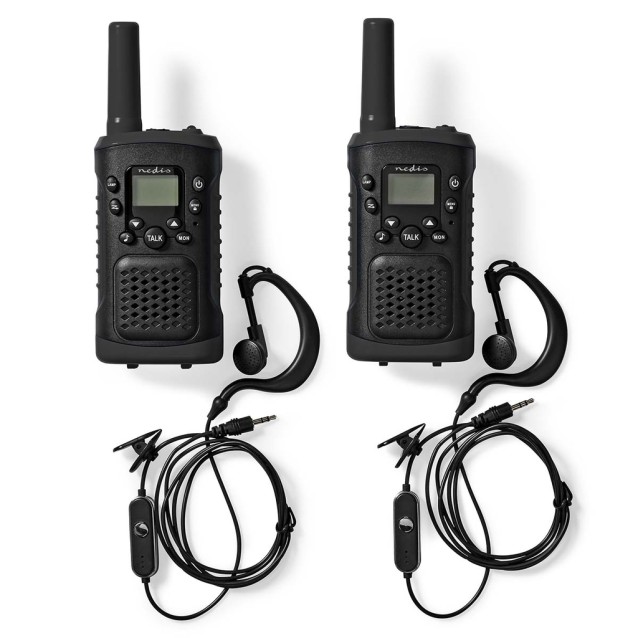 Walkie talkie με εμβέλεια έως και 6 km, σε μαύρο χρώμα.