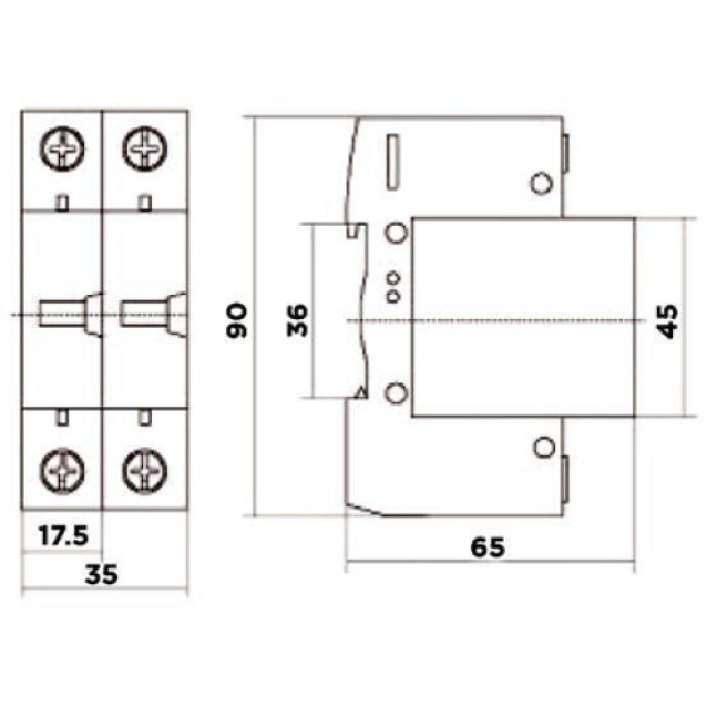 ΑΝΤΙΚΕΡΑΥΝΙΚΑ ΡΑΓΑΣ T2 2P 10kA 320VAC SGS1 MAXGE