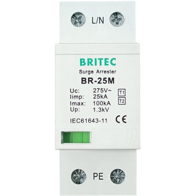 ΑΝΤΙΚΕΡΑΥΝΙΚΑ ΡΑΓΑΣ T1+T2+T3 1P 100kA 275VAC BR-25M-275-1 BRITEC