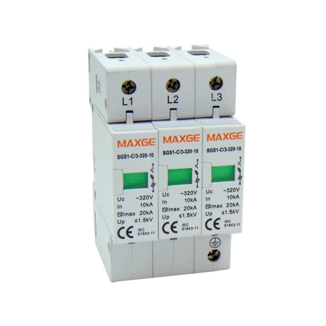 ΑΝΤΙΚΕΡΑΥΝΙΚΑ ΡΑΓΑΣ T2 3P 20kA 230VAC SGS1 MAXGE