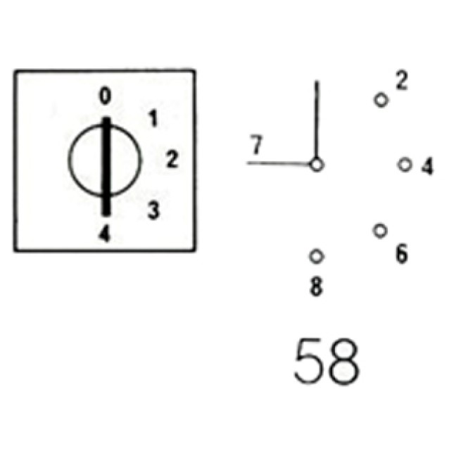 ΔΙΑΚΟΠΤΗΣ ΠΕΡΙΣΤΡΟΦΙΚΟΣ ΜΕΤΑΓΩΓΕΑΣ 0-4 ΘΕΣΕΩΝ 1P 20A ΜΕ ΠΛΑΚΑ 52X52 E920AHM58 HNM