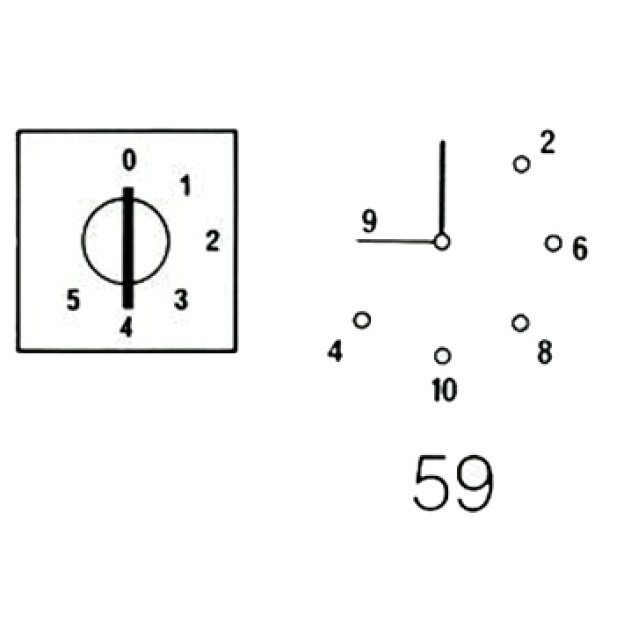 ΔΙΑΚΟΠΤΗΣ ΠΕΡΙΣΤΡΟΦΙΚΟΣ ΜΕΤΑΓΩΓΕΑΣ 0-5 ΘΕΣΕΩΝ 1P 20A ΜΕ ΠΛΑΚΑ 52X52 E9-20A-59 KZE/HNM