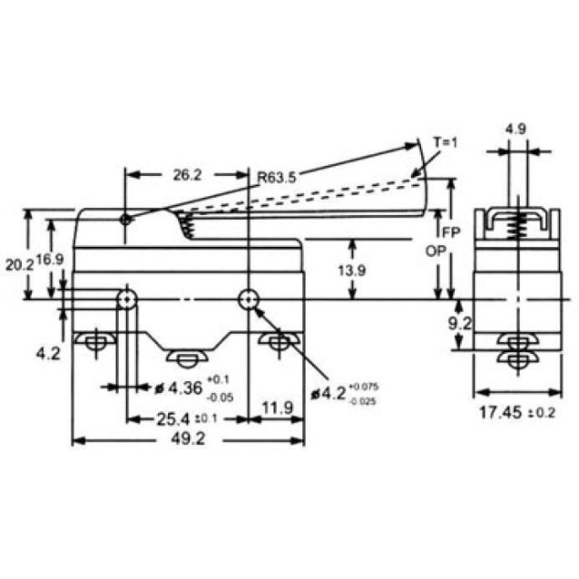 ΔΙΑΚΟΠΤΗΣ ΤΕΡΜΑΤΙΚΟΣ MINI ΜΕ ΛΑΜΑΚΙ ΜΑΚΡΥ 15A 125/250VAC Z-15GW-B (AM-1701) C&H