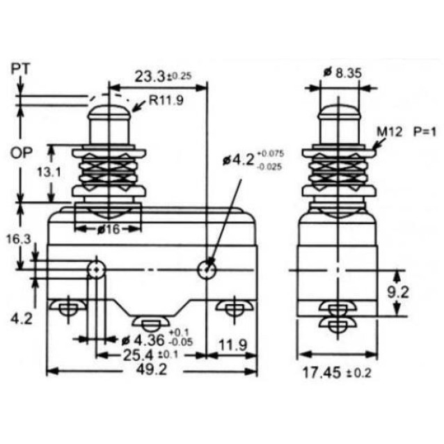 ΔΙΑΚΟΠΤΗΣ ΤΕΡΜΑΤΙΚΟΣ MINI ΜΕ ΜΠΟΥΤΟΝ & ΠΑΞΙΜΑΔΙ 15A 125/250VAC Z-15GQ-B (AM-1307) C&H