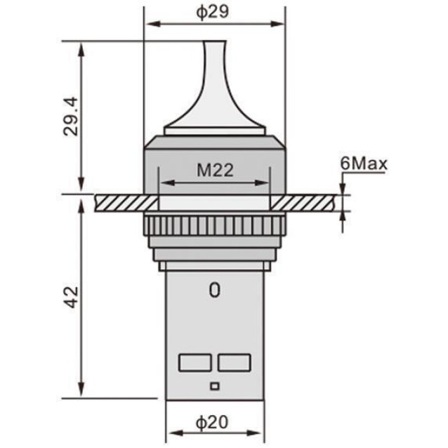 ΔΙΑΚΟΠΤΗΣ Φ22 1-0-2 2NO ΜONOBLOCK ΜΑΥΡΟΣ CD33 XND
