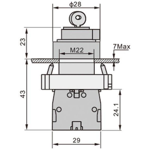 ΔΙΑΚΟΠΤΗΣ Φ22 1-0-2 2NO ΜΕ ΚΛΕΙΔΙ ΚΑΙ ΕΠΑΝΑΦΟΡΑ ΜΑΥΡΟΣ BG53 XND