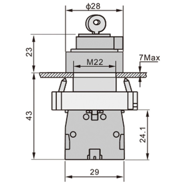 ΔΙΑΚΟΠΤΗΣ Φ22 0-1 1NO ΜΕ ΚΛΕΙΔΙ ΜΑΥΡΟΣ BG21 KND