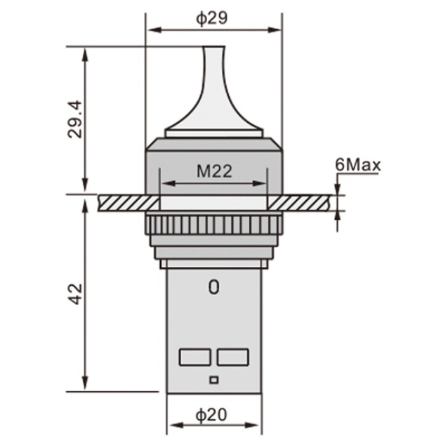 ΔΙΑΚΟΠΤΗΣ Φ22 0-1 1NO+1NC ΜONOBLOCK ΜΑΥΡΟΣ CD25 XND
