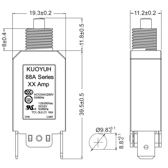ΔΙΑΚΟΠΤΗΣ ΘΕΡΜΙΚΟΣ ΥΠΕΡΕΝΤΑΣΗΣ 5A (88A-05-BB0S) KUO