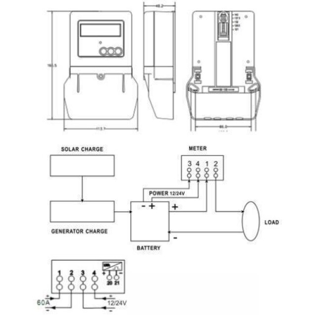 ΚΙΛΟΒΑΤΟΩΡΟΜΕΤΡΟ ΕΠΙΤOIXO ΨΗΦΙΑΚΟ DC 60A 24V DJSO-L08 YTL