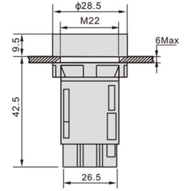 ΜΠΟΥΤΟΝ ΧΩΝΕΥΤΟ Φ22 1NO1NC ΜΑΥΡΟ MONOBLOCK (PB2210) EA125 KND ΤΕΜΑΧΙΟ