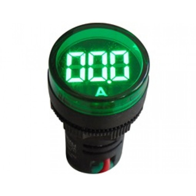 ΟΡΓΑΝΟ ΠΙΝΑΚΟΣ ΑΜΠΕΡΟΜΕΤΡΟ ΨΗΦΙΑΚΟ AC Φ22 ΜΕΣΩ ΜΕΤΑΣΧΗΜΑΤΙΣΤΗ 100/5A LED ΠΡΑΣΙΝΟ AD16-22DSA KZE