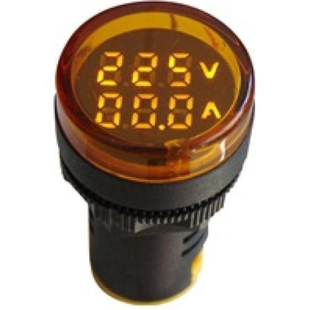 ΟΡΓΑΝΟ ΠΙΝΑΚΟΣ ΑΜΠΕΡΟΜΕΤΡΟ+ ΒΟΛΤΟΜΕΤΡΟ ΨΗΦΙΑΚΟ AC Φ22 LED 100/5A ΠΟΡΤΟΚΑΛΙ AD16-22DVA KZE